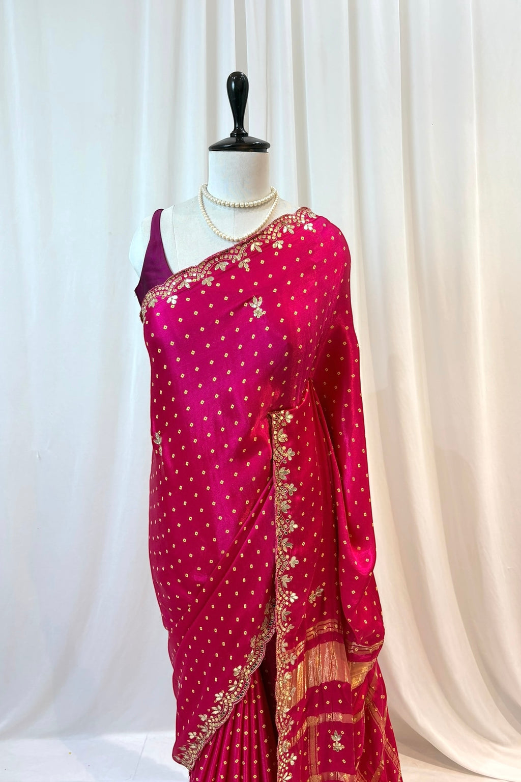 Pink modal silk zari saree