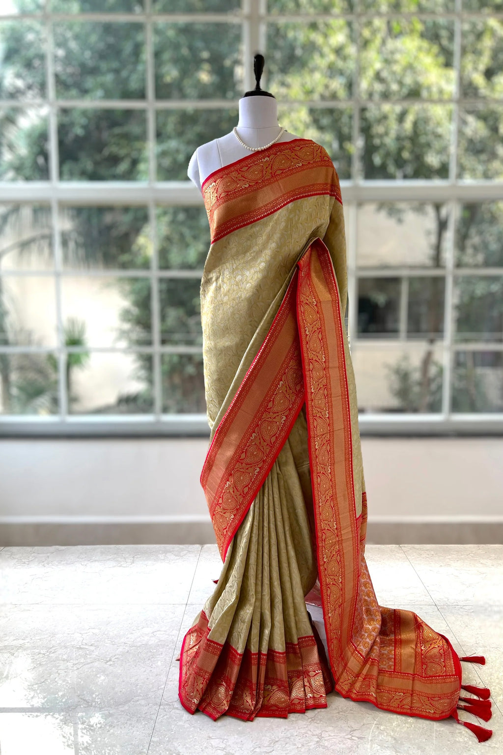 Golden silk saree