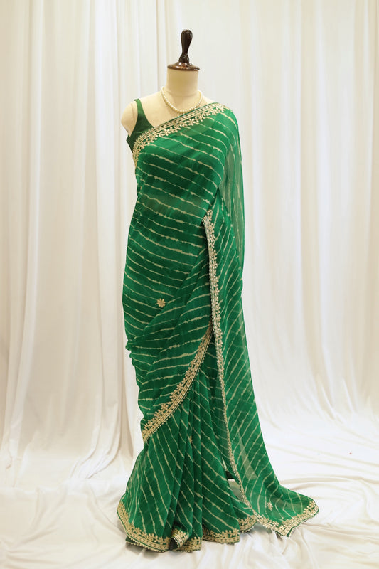 Georgette leheriya saree - Green