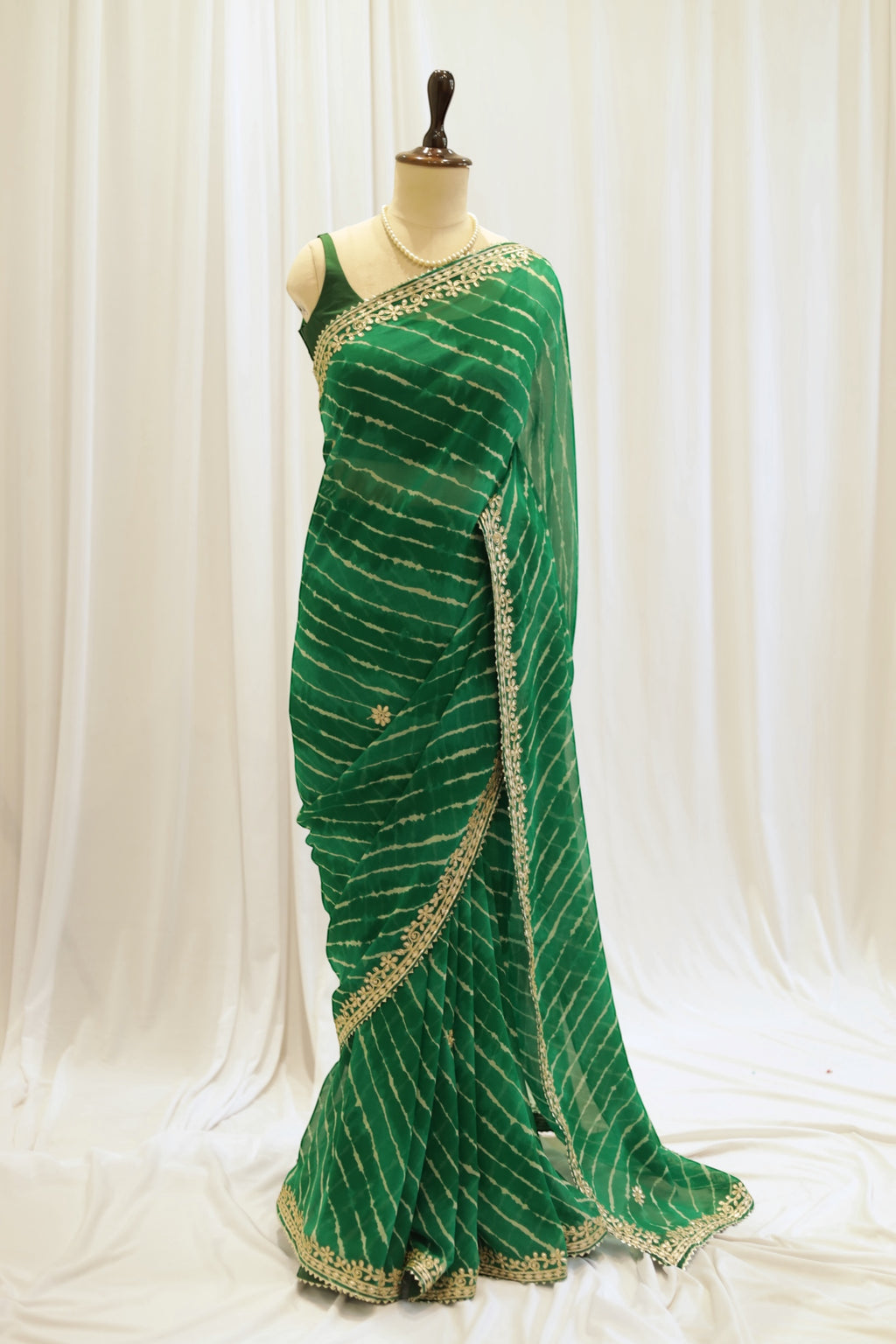 Georgette leheriya saree - Green