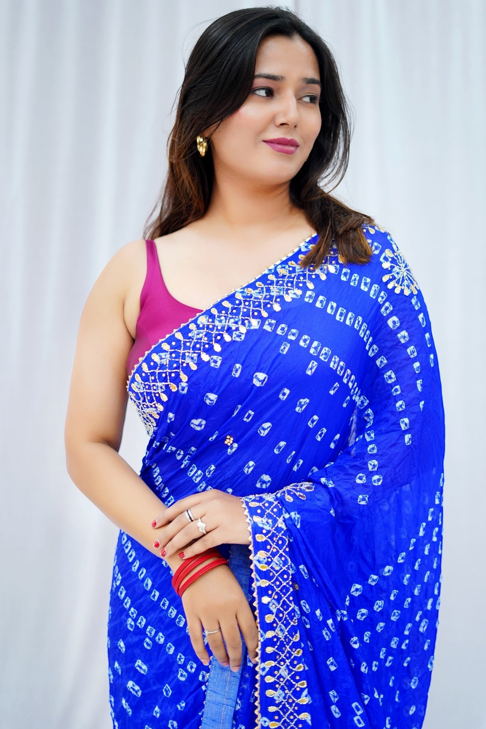 Pure viscose bandhani saree - Blue