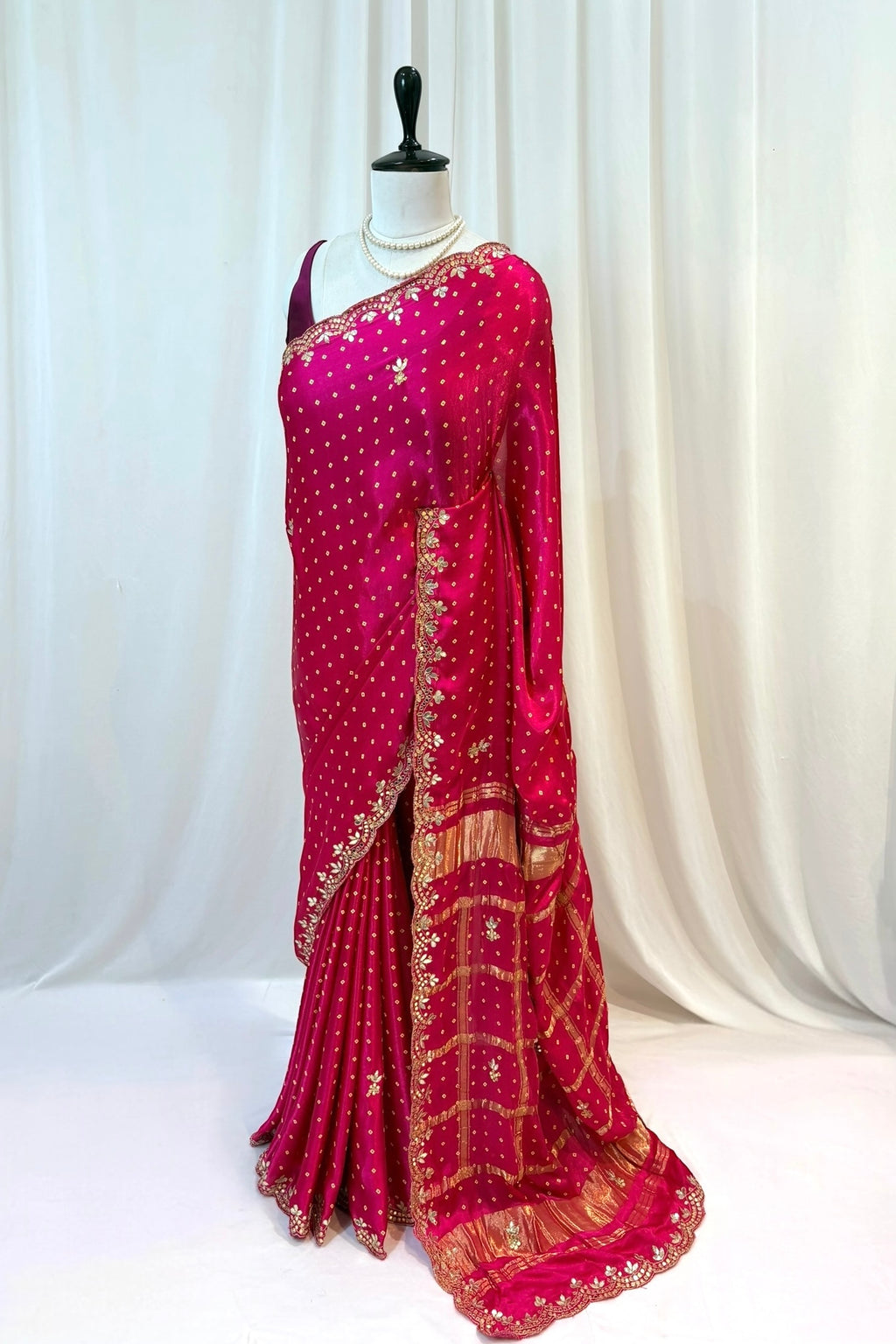 Pink modal silk zari saree