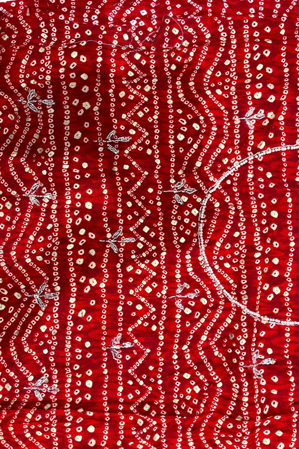 Dola silk bandhani embellished saree - Off White