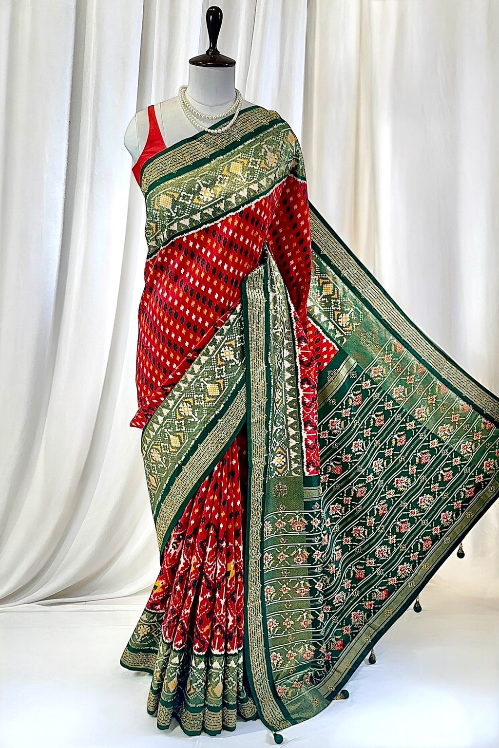 Red green patola saree