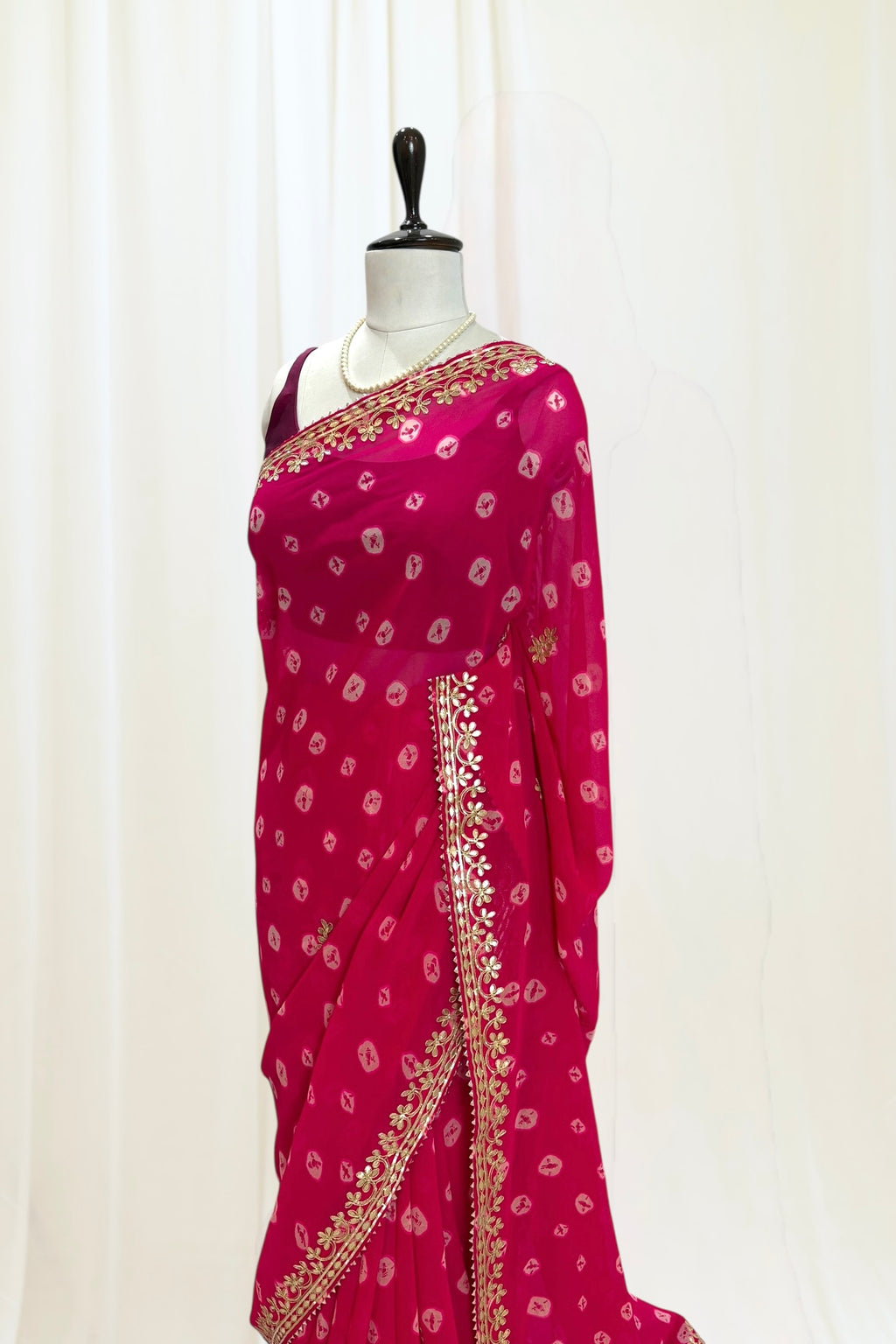 Bandhej georgette saree - Pink
