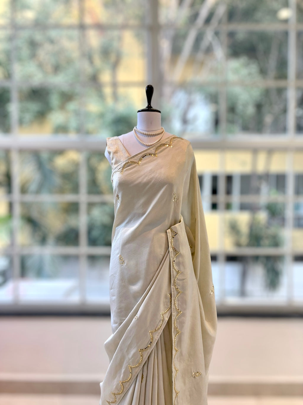 Grey upada silk saree