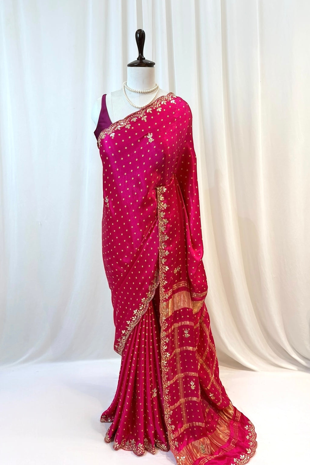 Pink modal silk zari saree