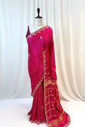 Pink modal silk zari saree