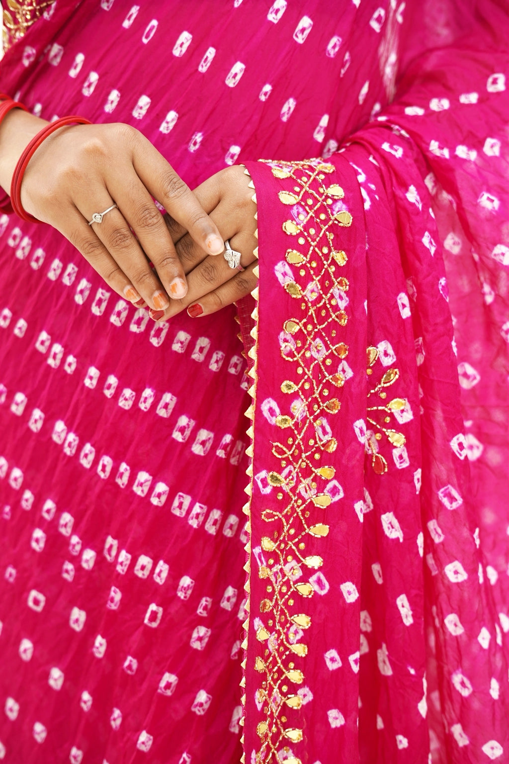 Pure viscose bandhani saree - Ruby Pink