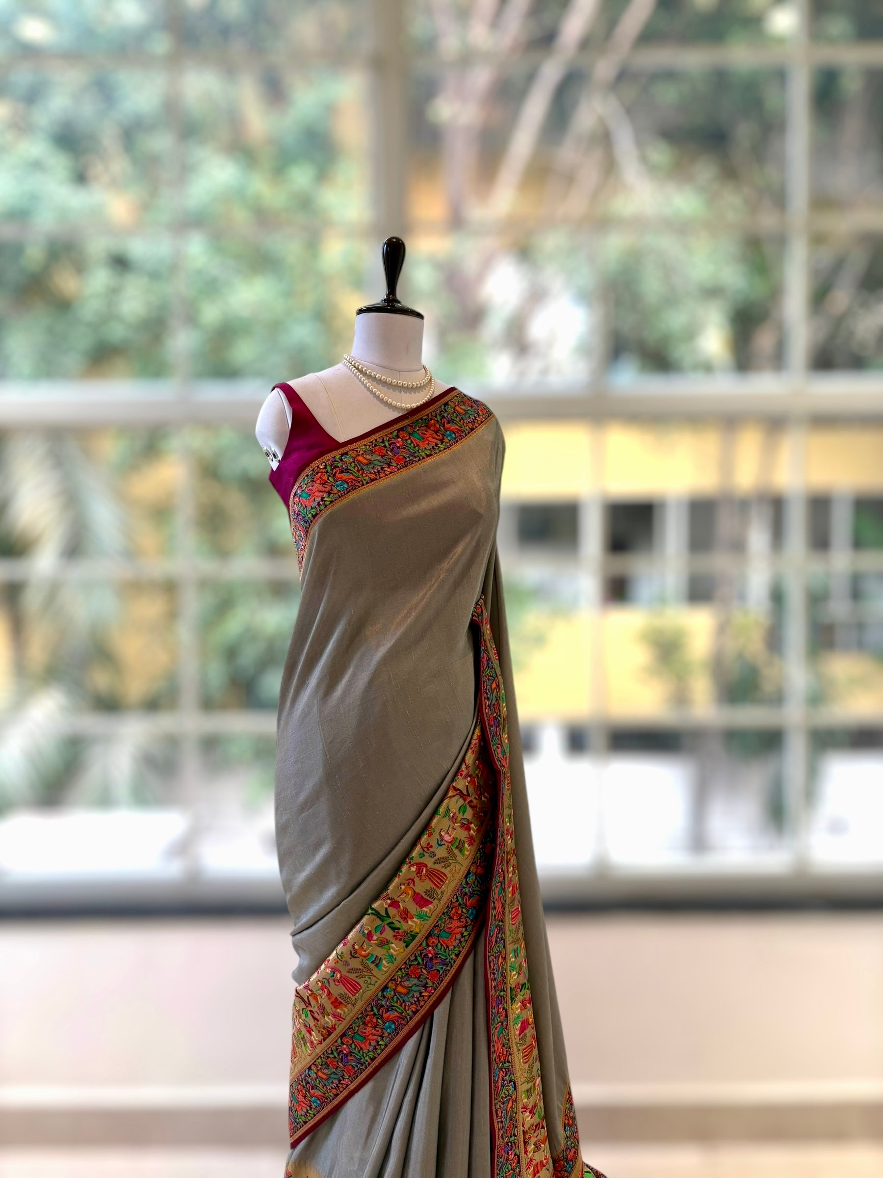 Premium soft silk saree - Grey