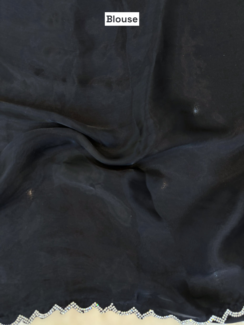 Fendy satin floral stone work saree - Black