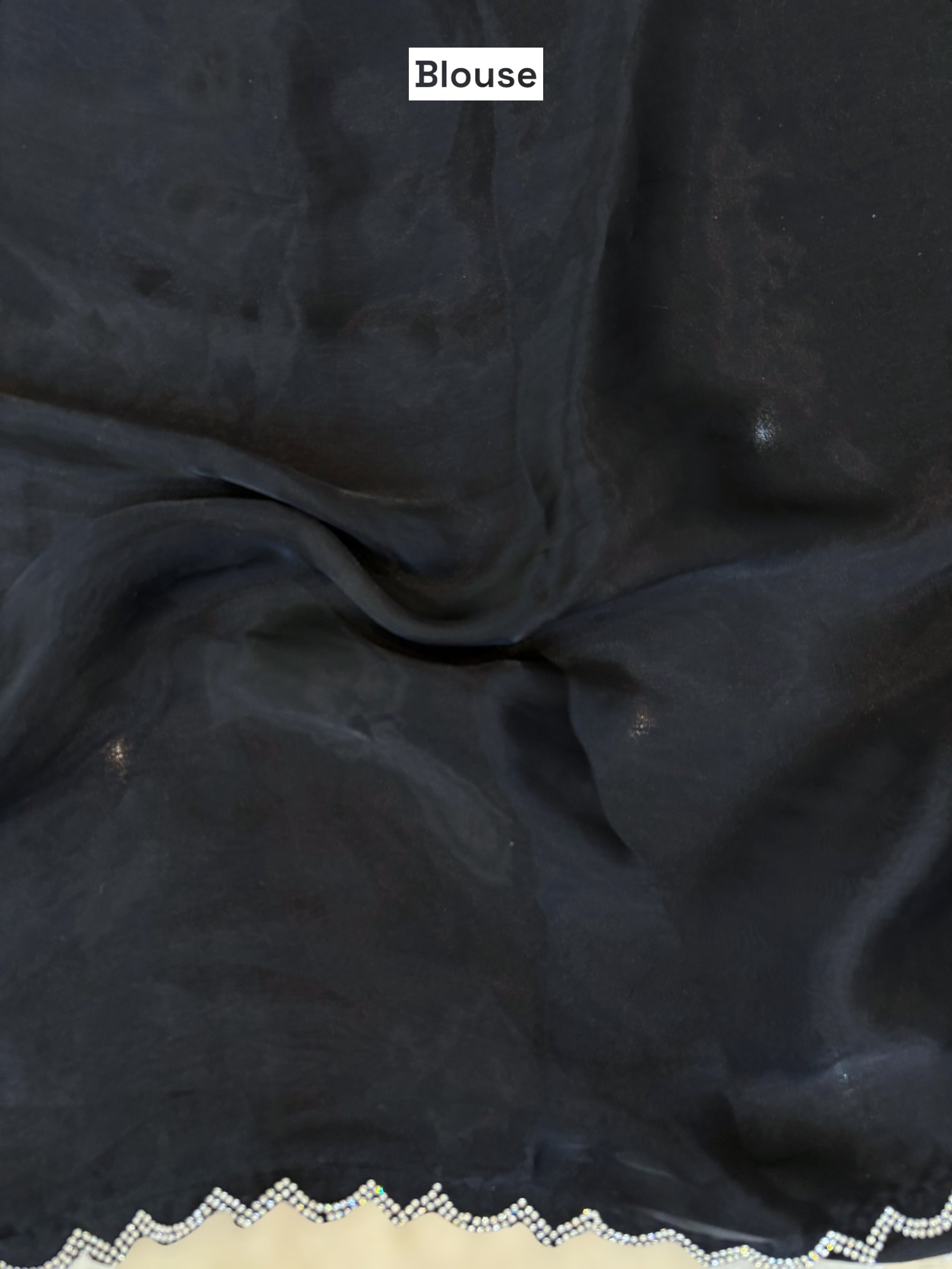 Fendy satin floral stone work saree - Black