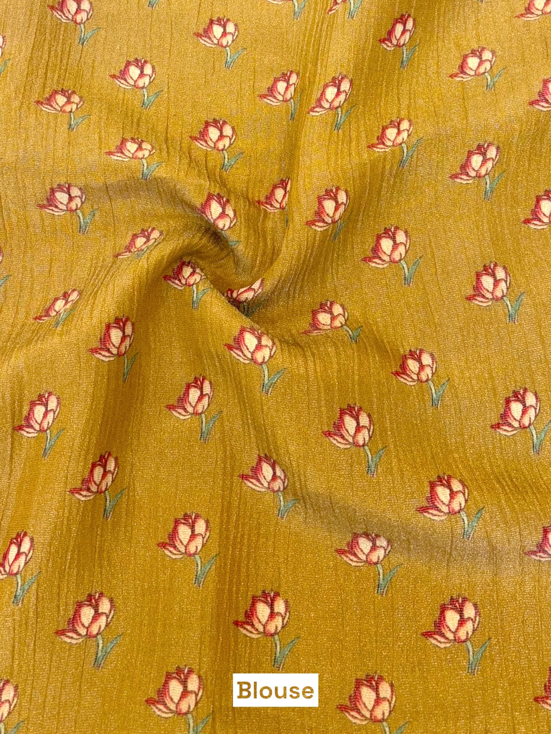 Diamond chiffon saree - Yellow