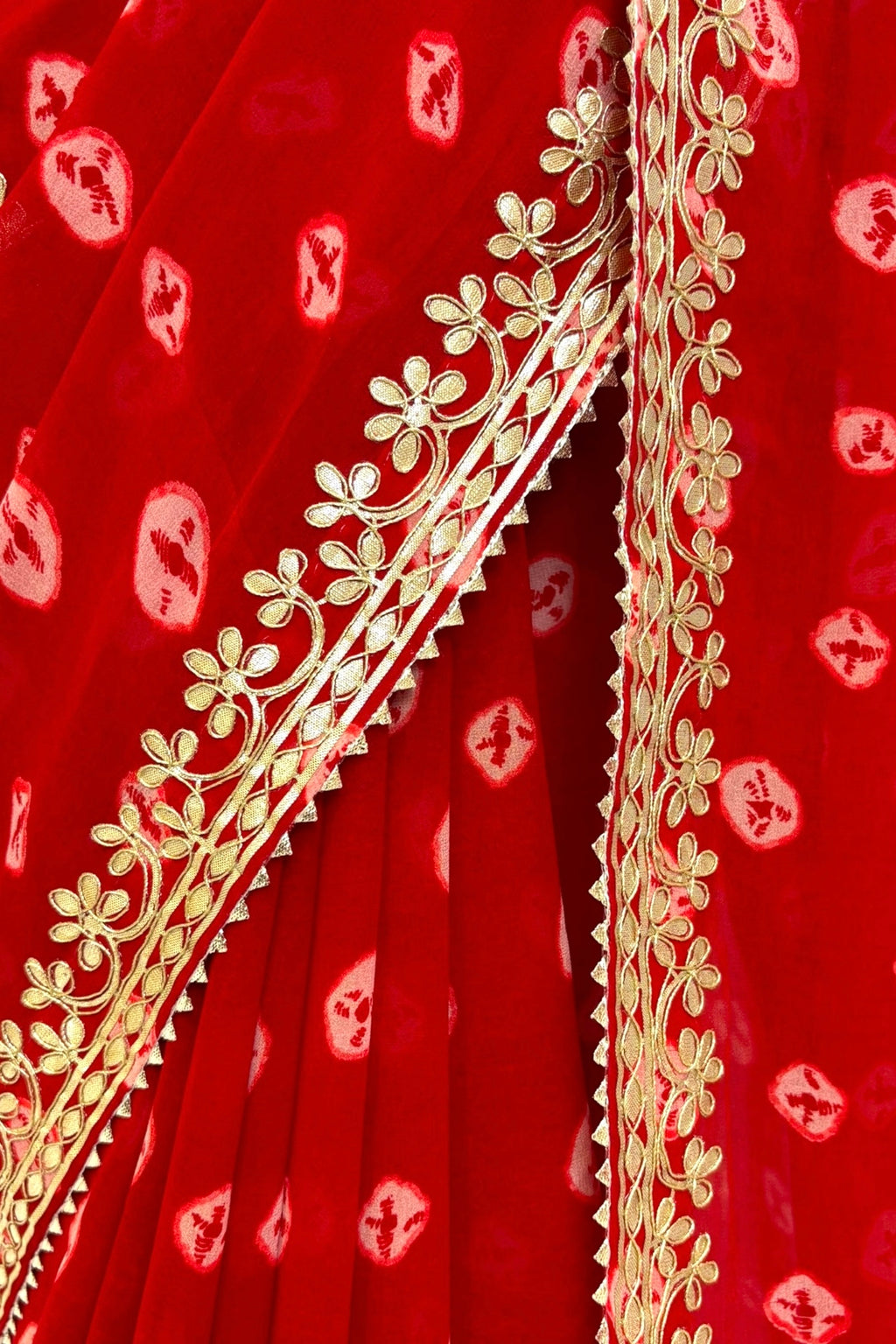 Bandhej georgette saree - Red