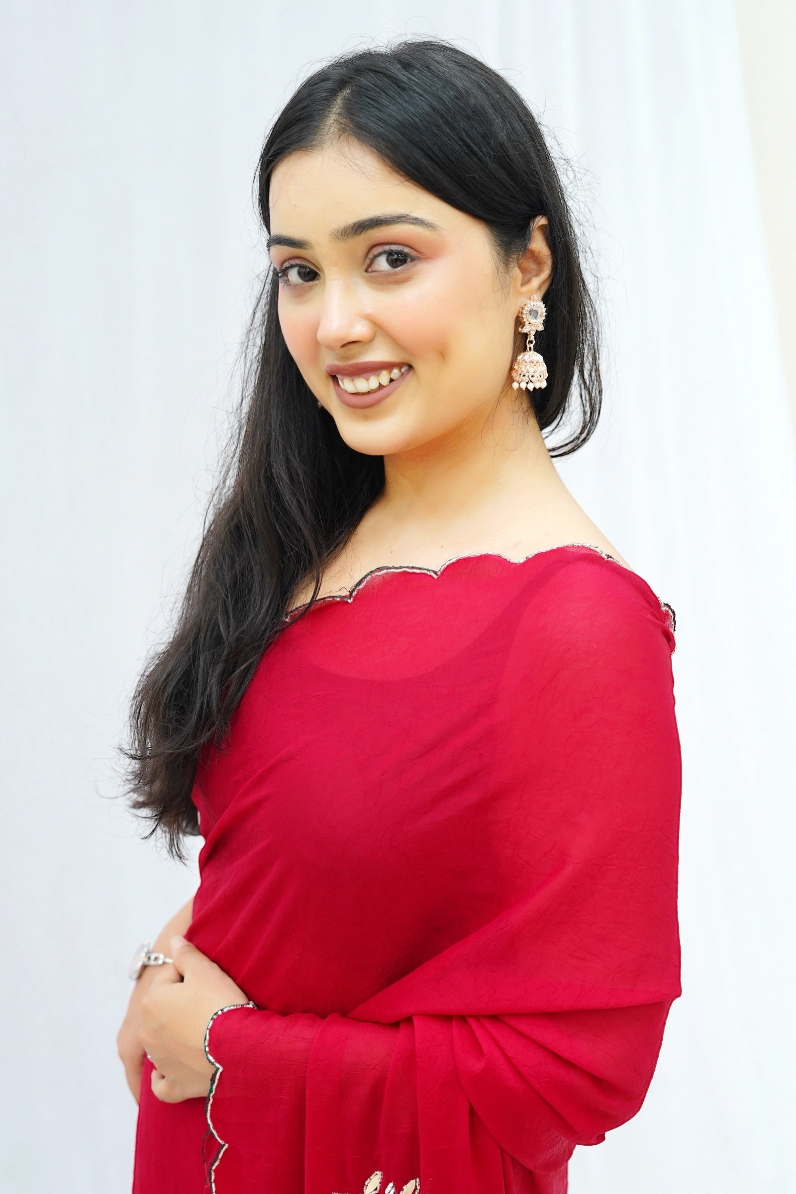 Dola silk bandhani embellished saree - Red