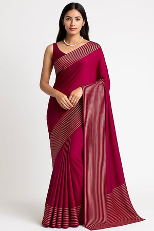 Satin organza saree - Crimson