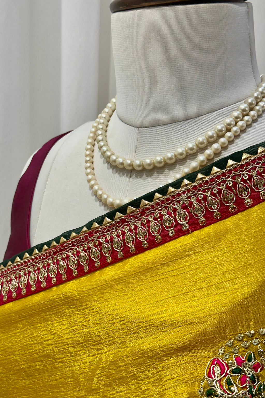 Yellow chiffon work saree