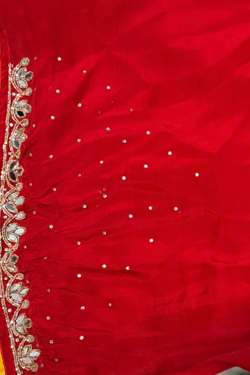 Mirror work zari embellished saree - Yellow