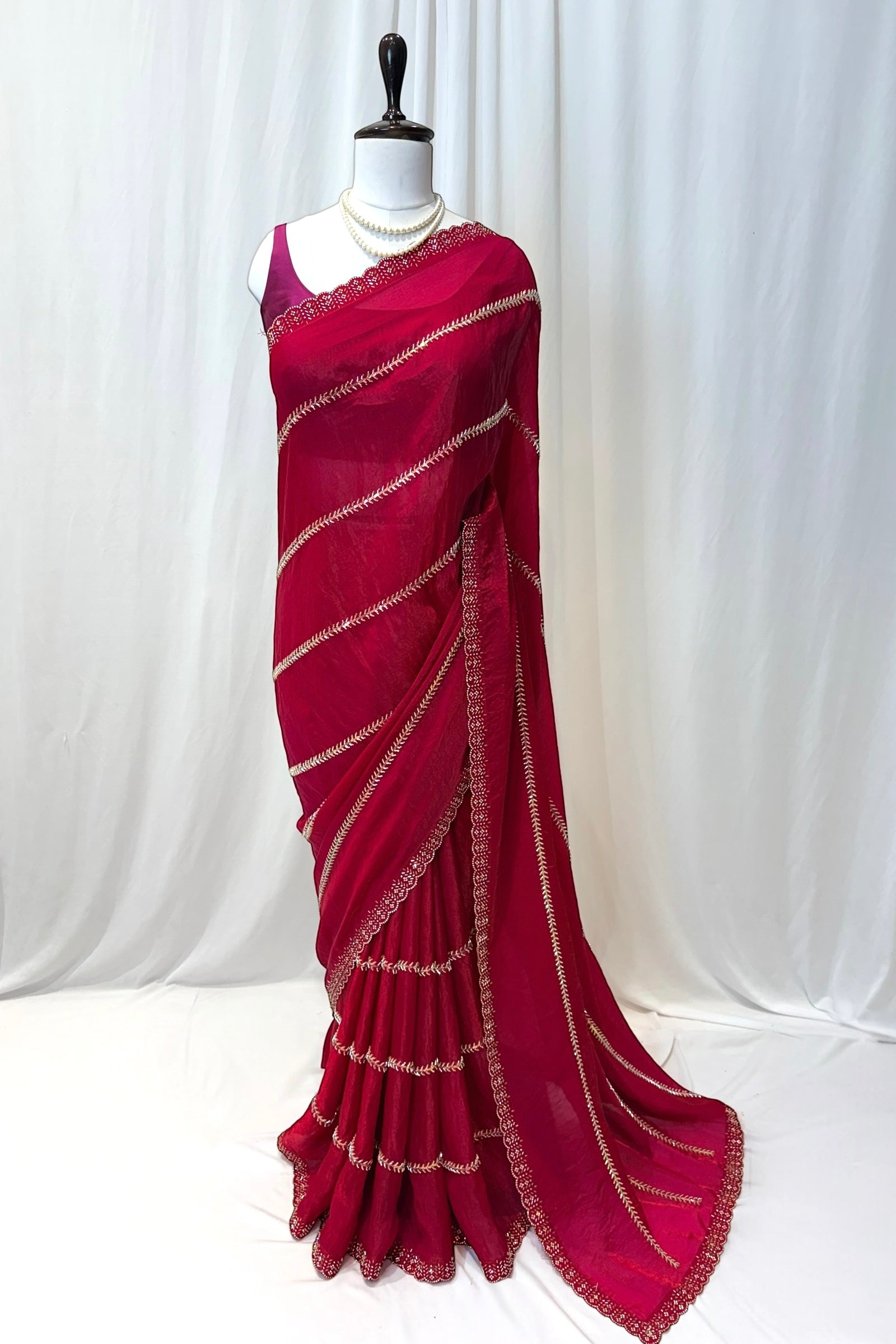 Stripes fendy embellished saree