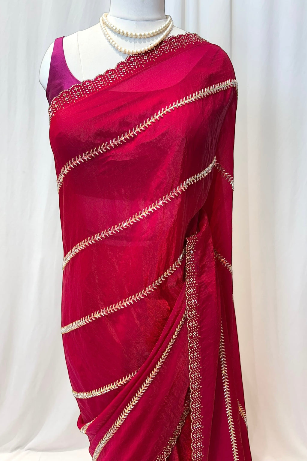 Stripes fendy embellished saree