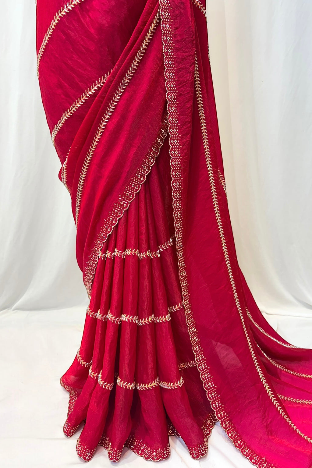 Stripes fendy embellished saree