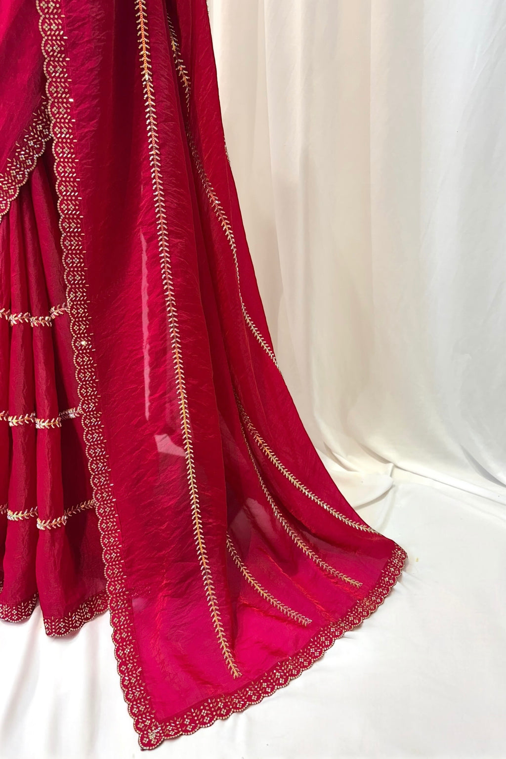 Stripes fendy embellished saree