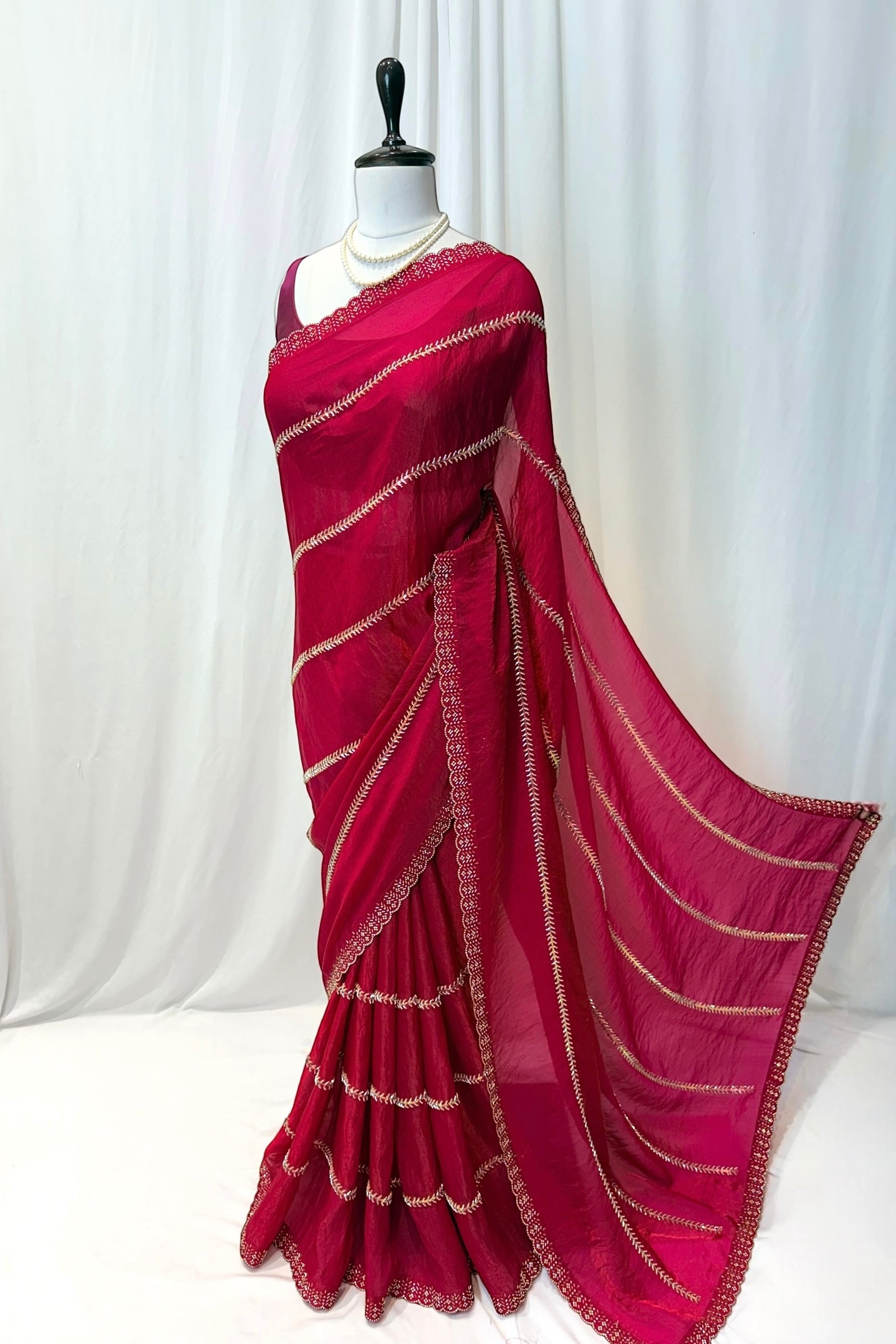 Stripes fendy embellished saree