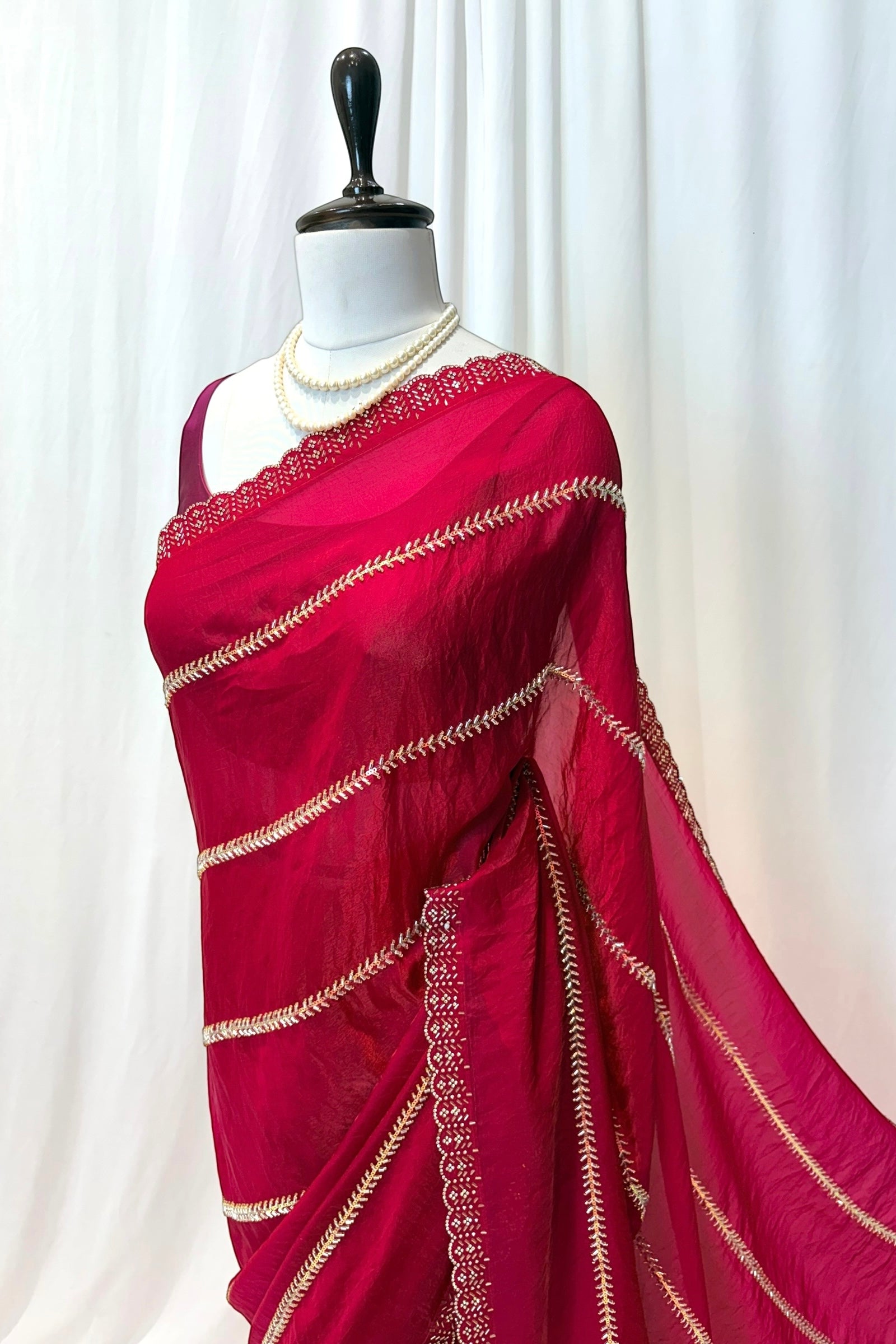 Stripes fendy embellished saree