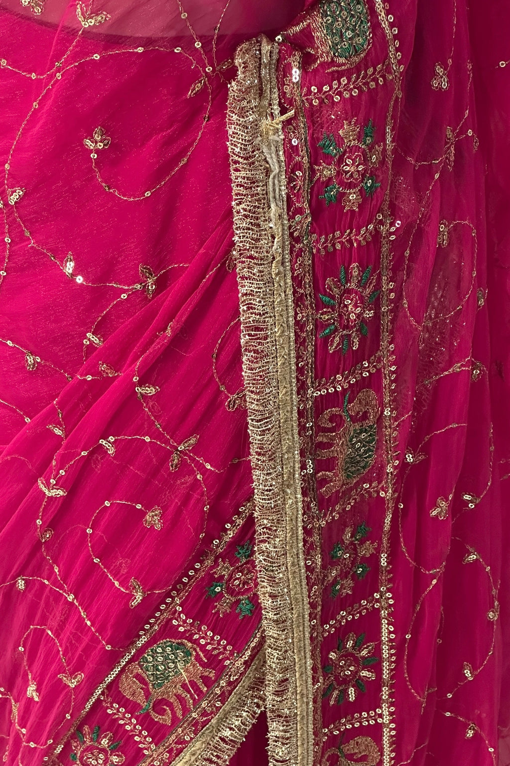 Pink trending zari embroidered saree