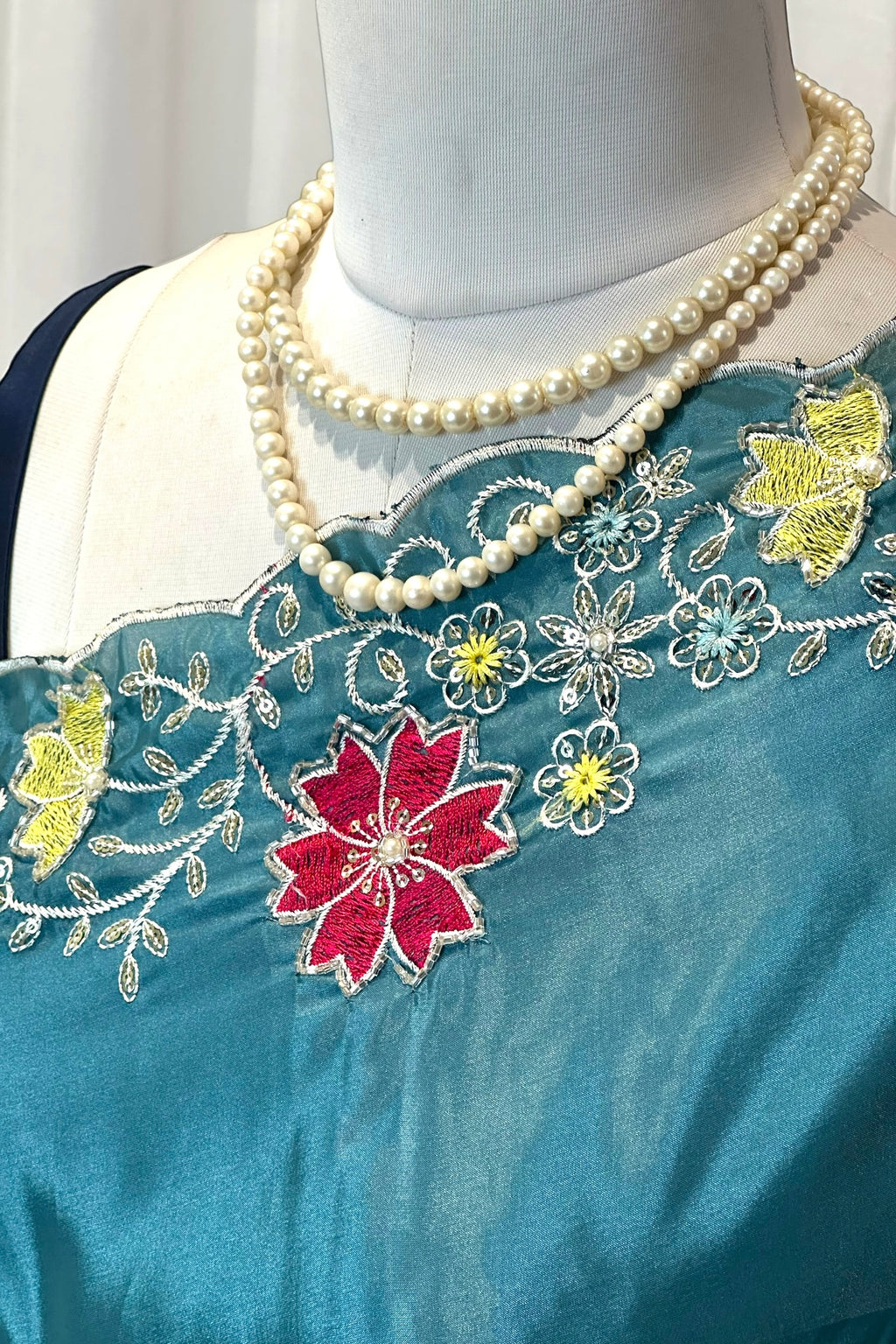 Organza embroidered saree - Blue