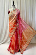 Orange pink shaded gotta work organza saree