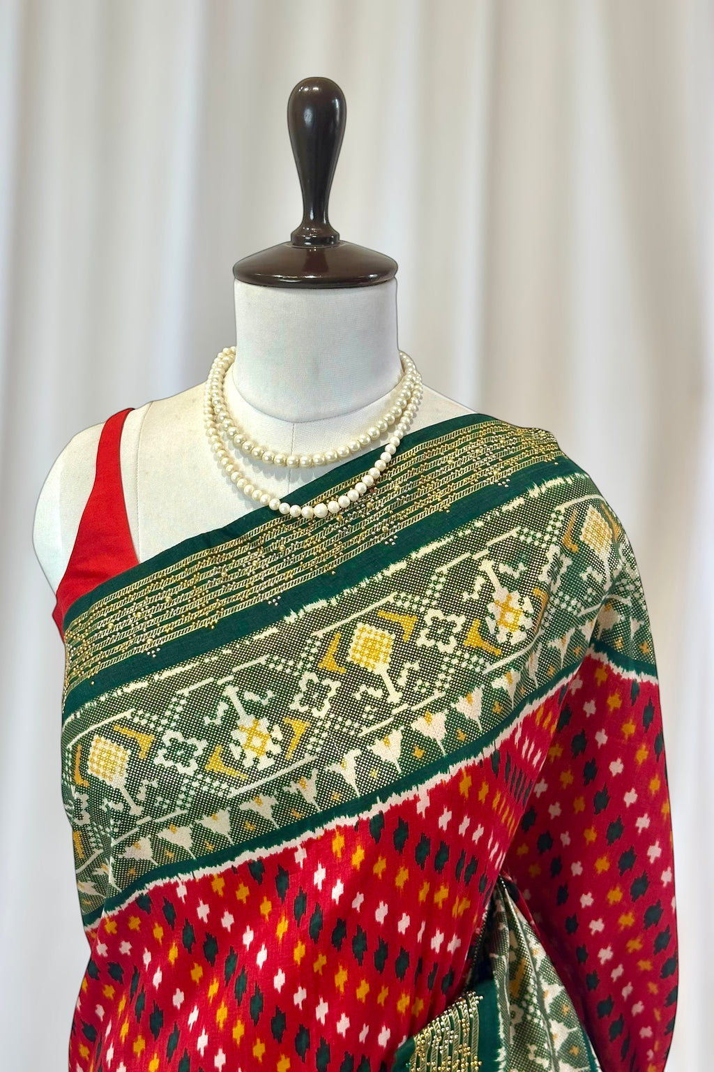 Red green patola saree