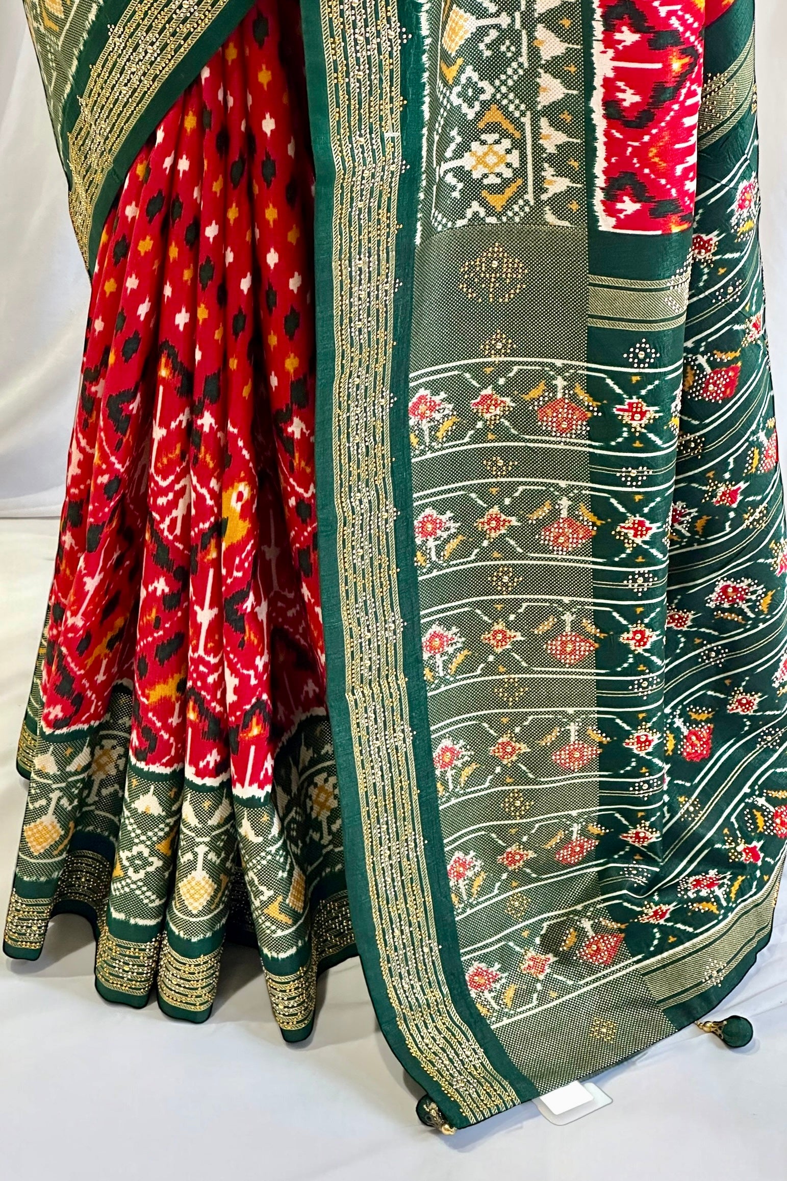 Red green patola saree