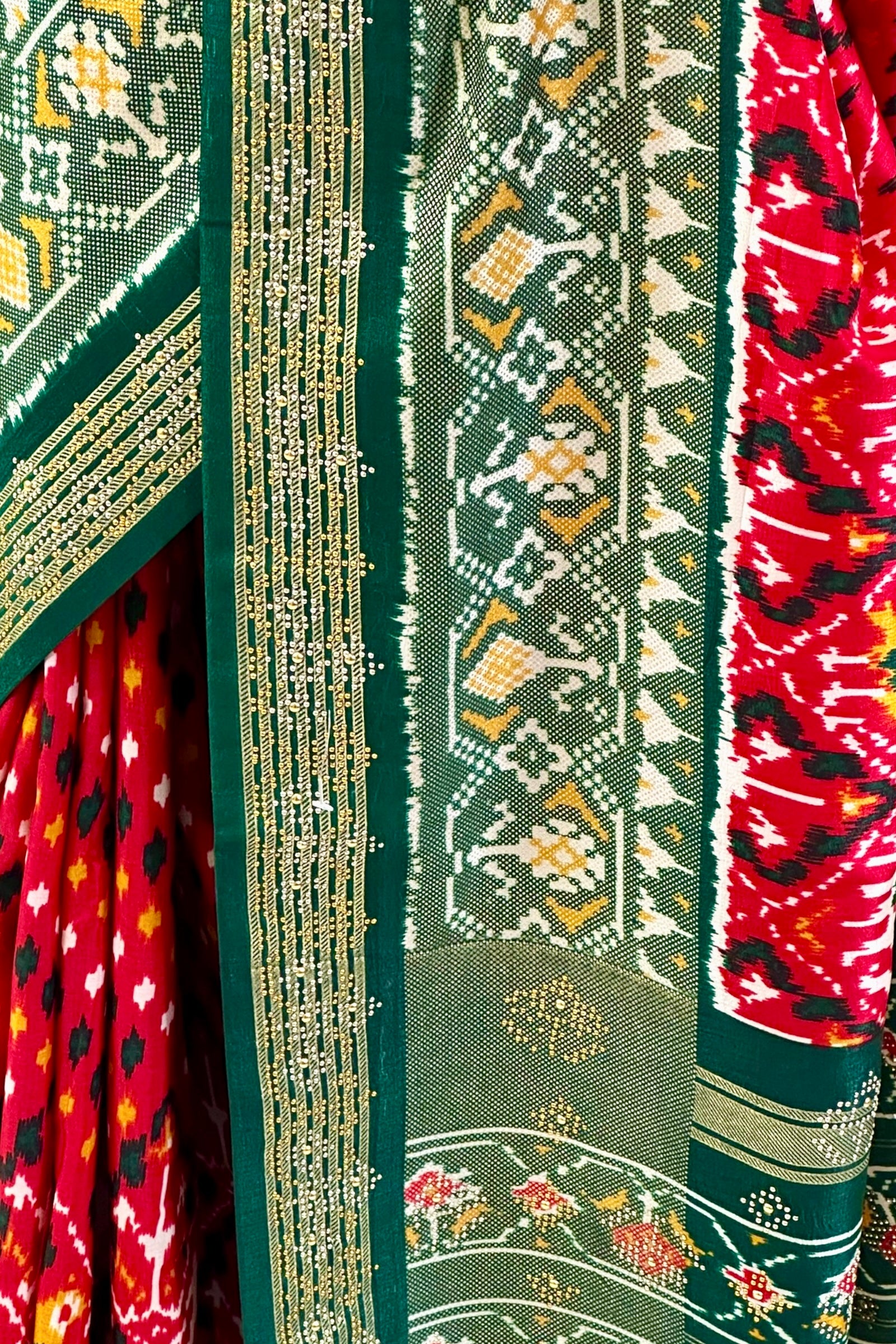 Red green patola saree