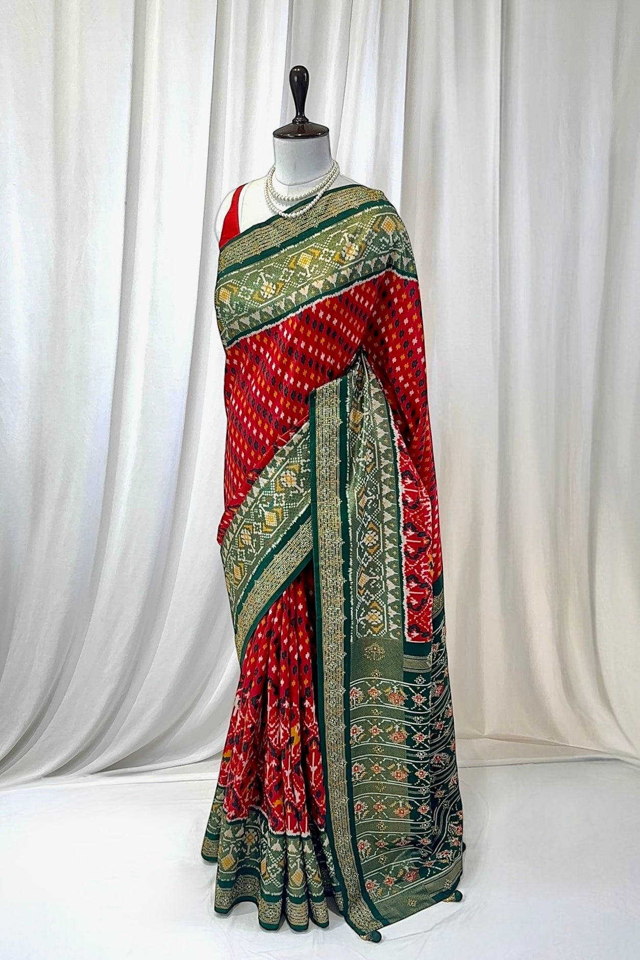 Red green patola saree