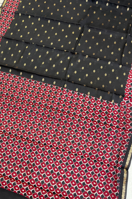 Zari polka dots saree - Black