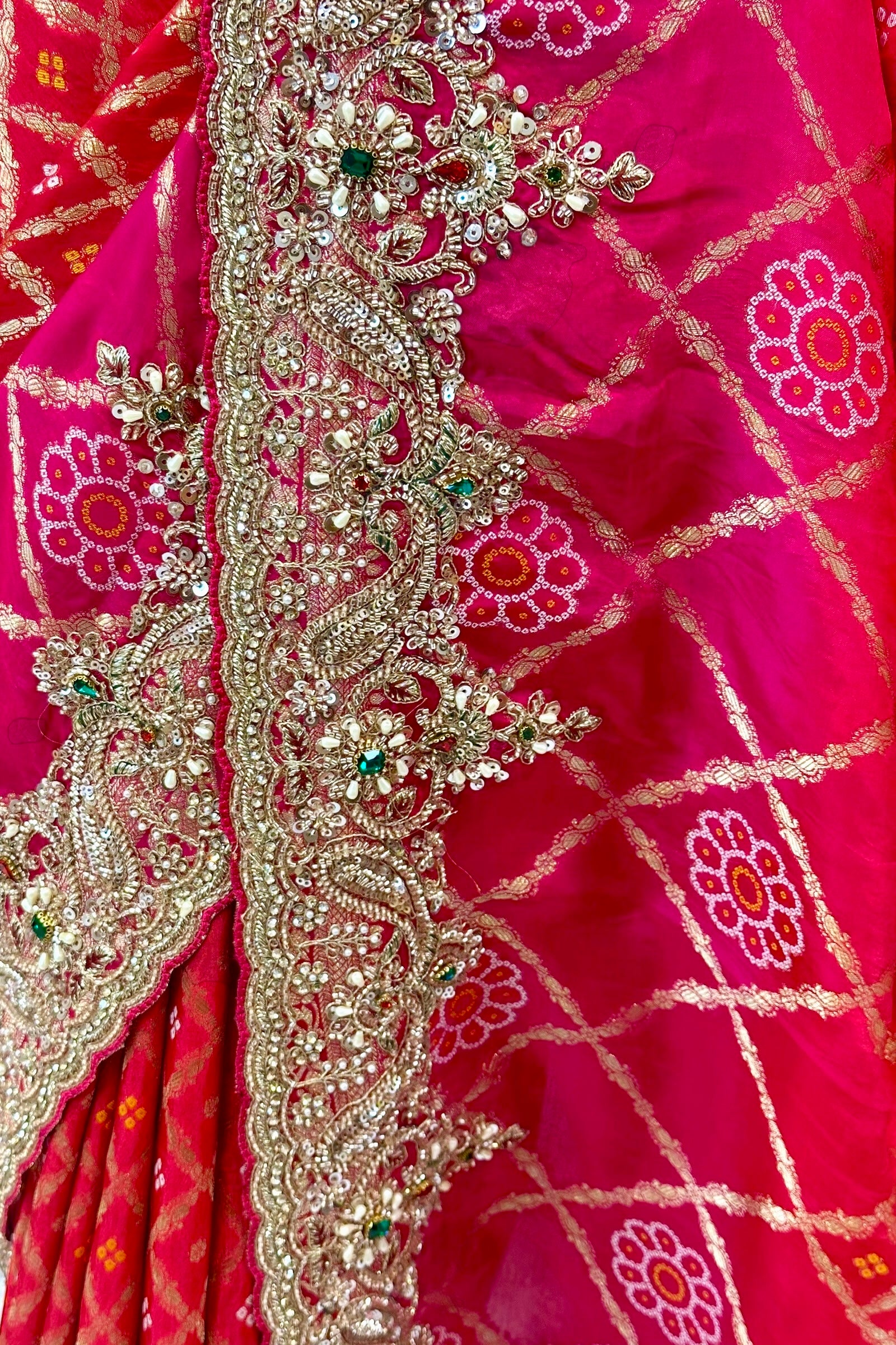 Stitched blouse soft silk saree - Rani Pink