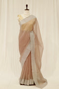 Chikoo brown soft organza saree