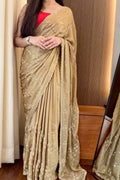 Golden shimmer satin saree