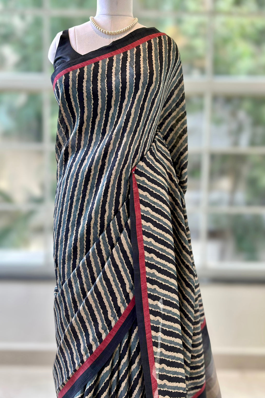 Tussar silk striped saree