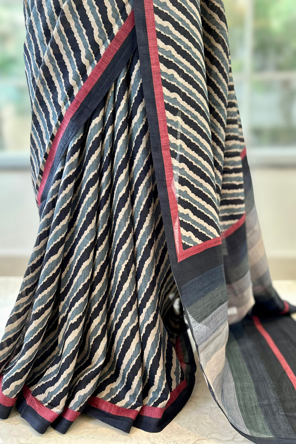 Tussar silk striped saree