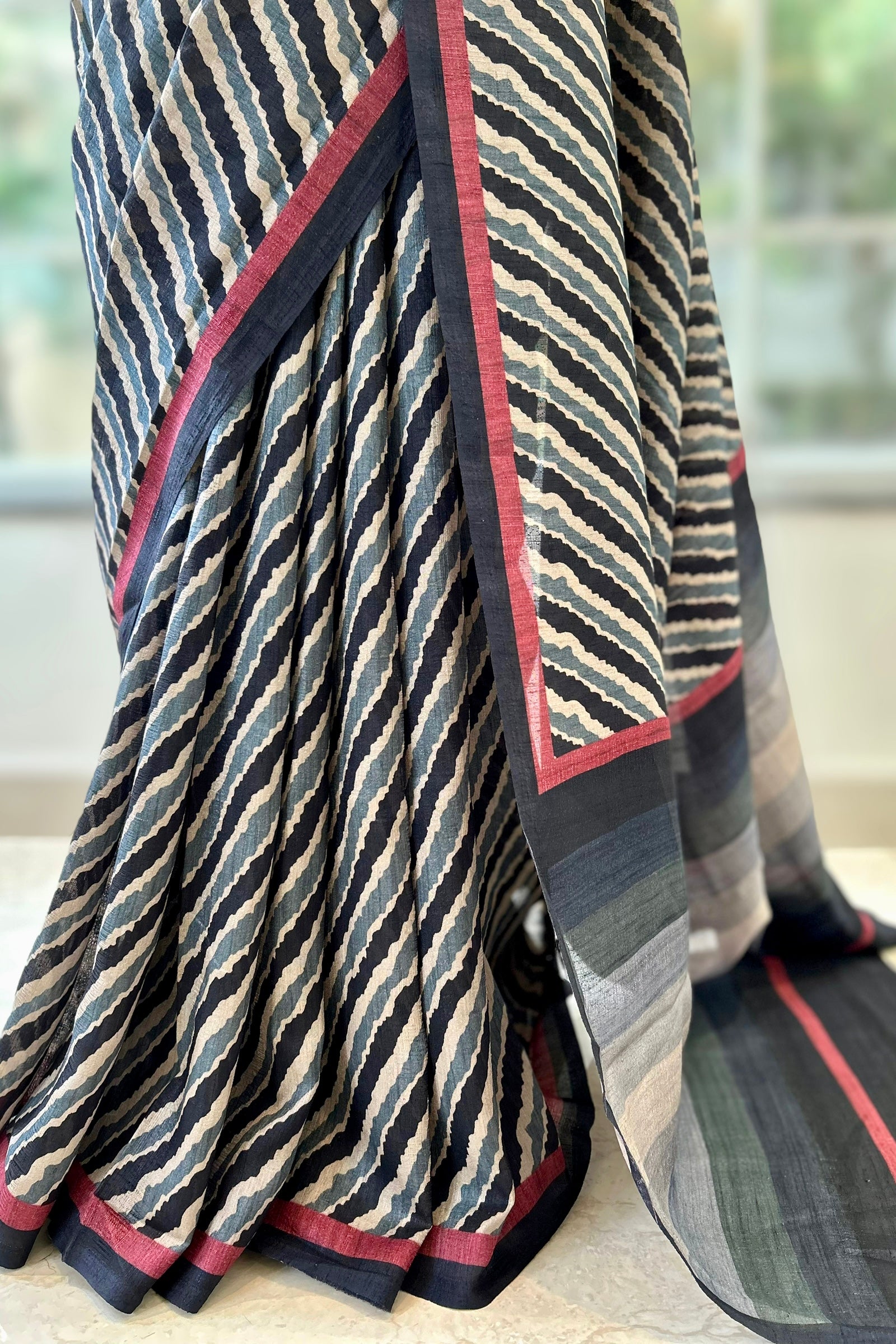 Tussar silk striped saree