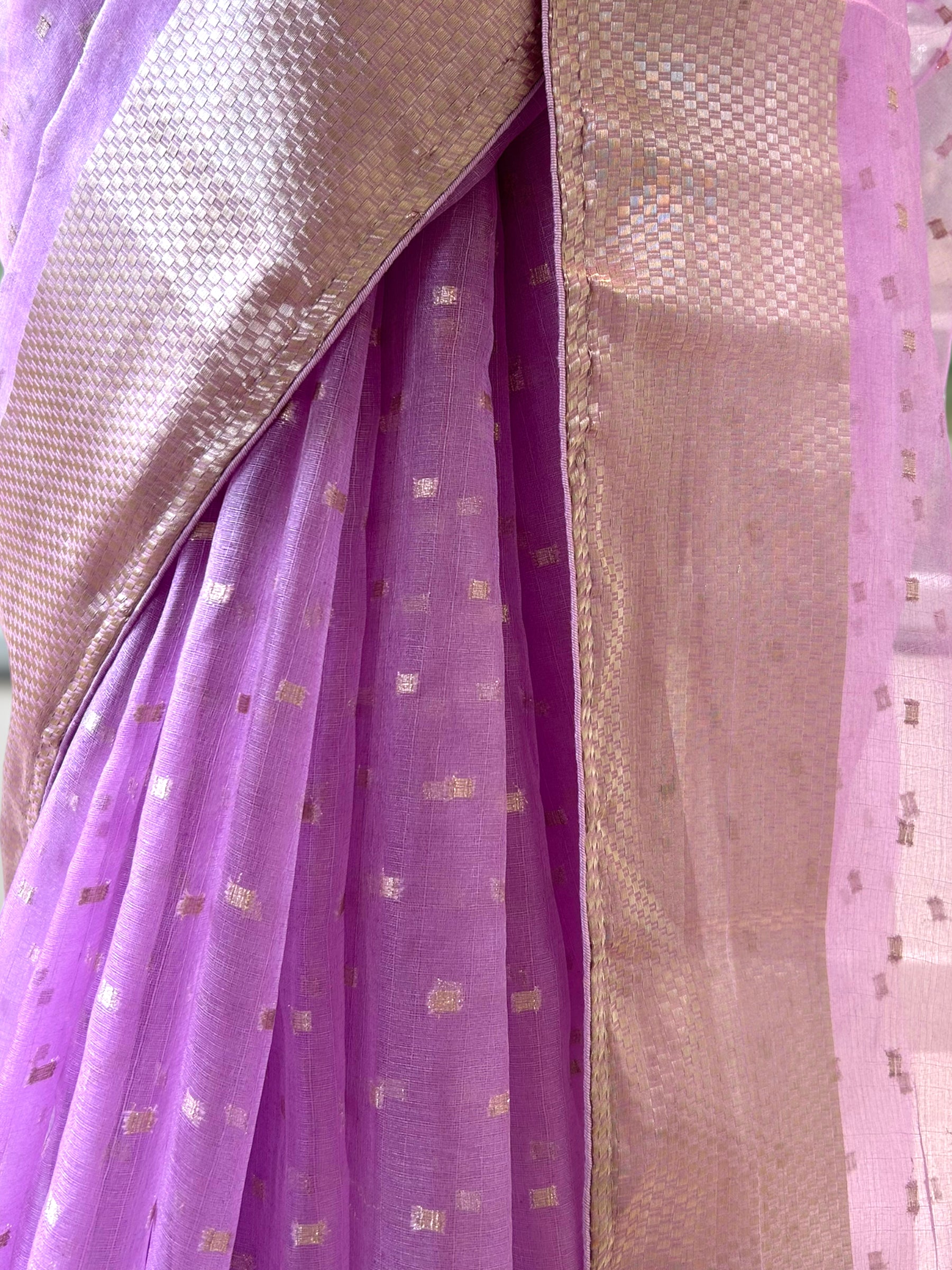 Zari organza saree - Lilac