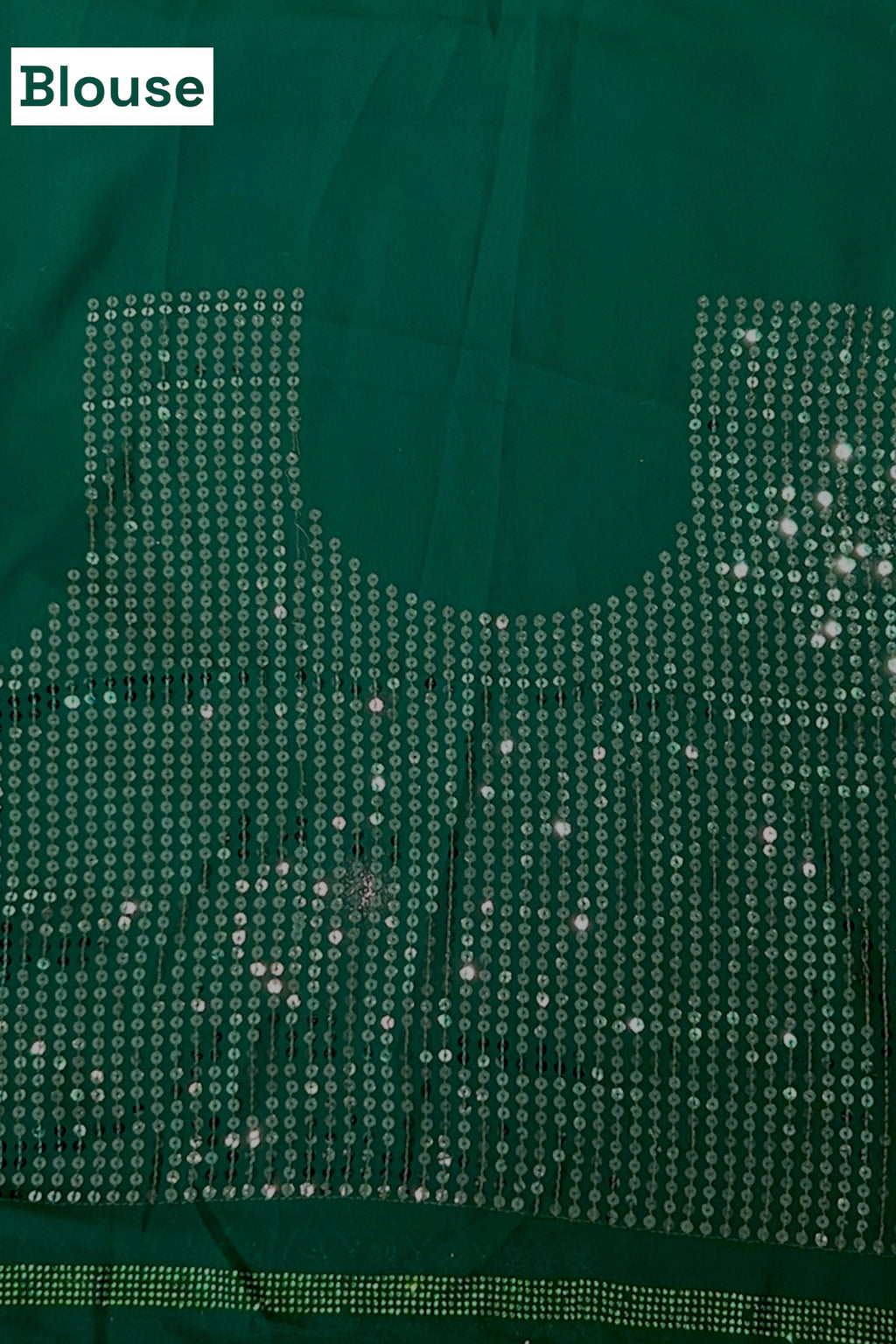 Bottle green georgette sequins saree