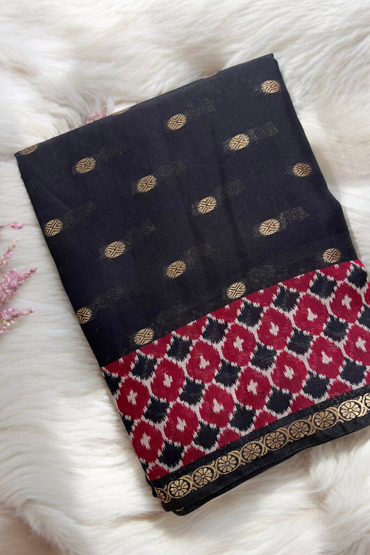 Zari polka dots saree - Black