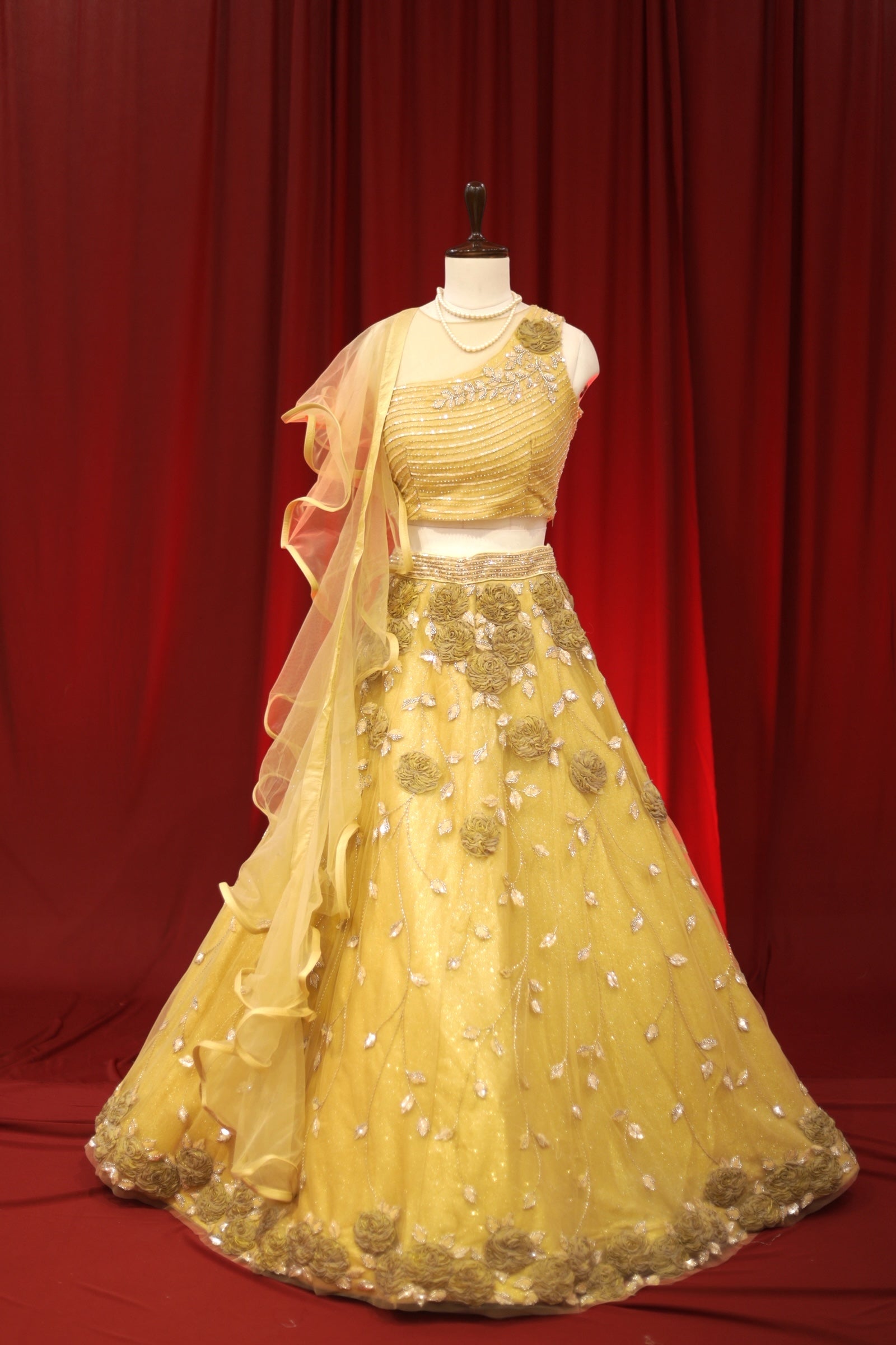 Golden sequins shimmer lehenga