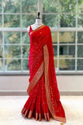 Gottapati zari bandhani saree - Red