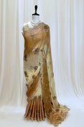 Golden Cream Shaded Floral Saree