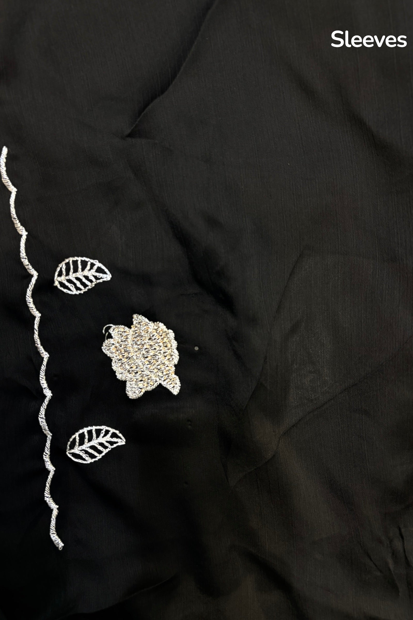 Floral embellished chiffon saree - Black