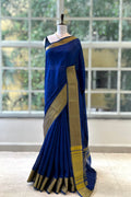 Royal blue soft cotton saree